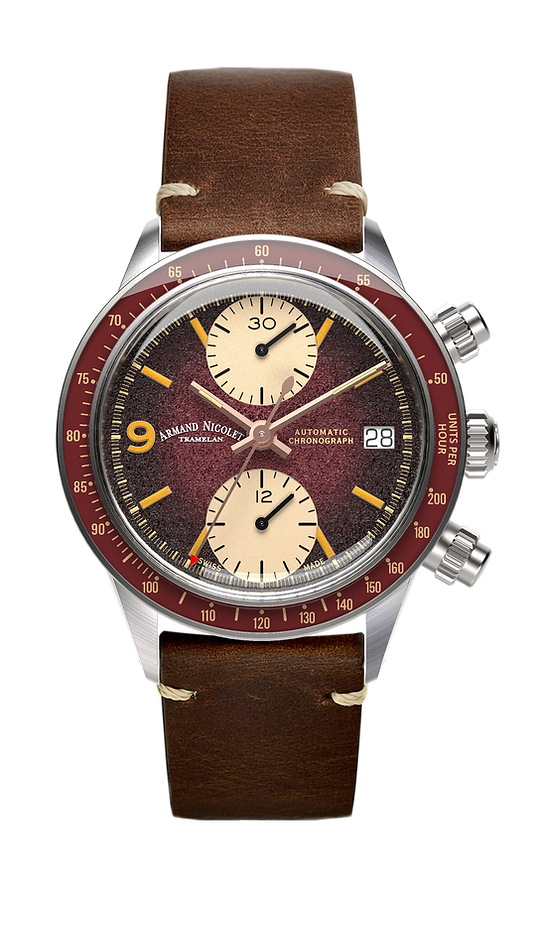 Armand Nicolet Men's Watch VS1 Chronograph 38mm Burgundy A510AXAA-XS-BP19500MAC