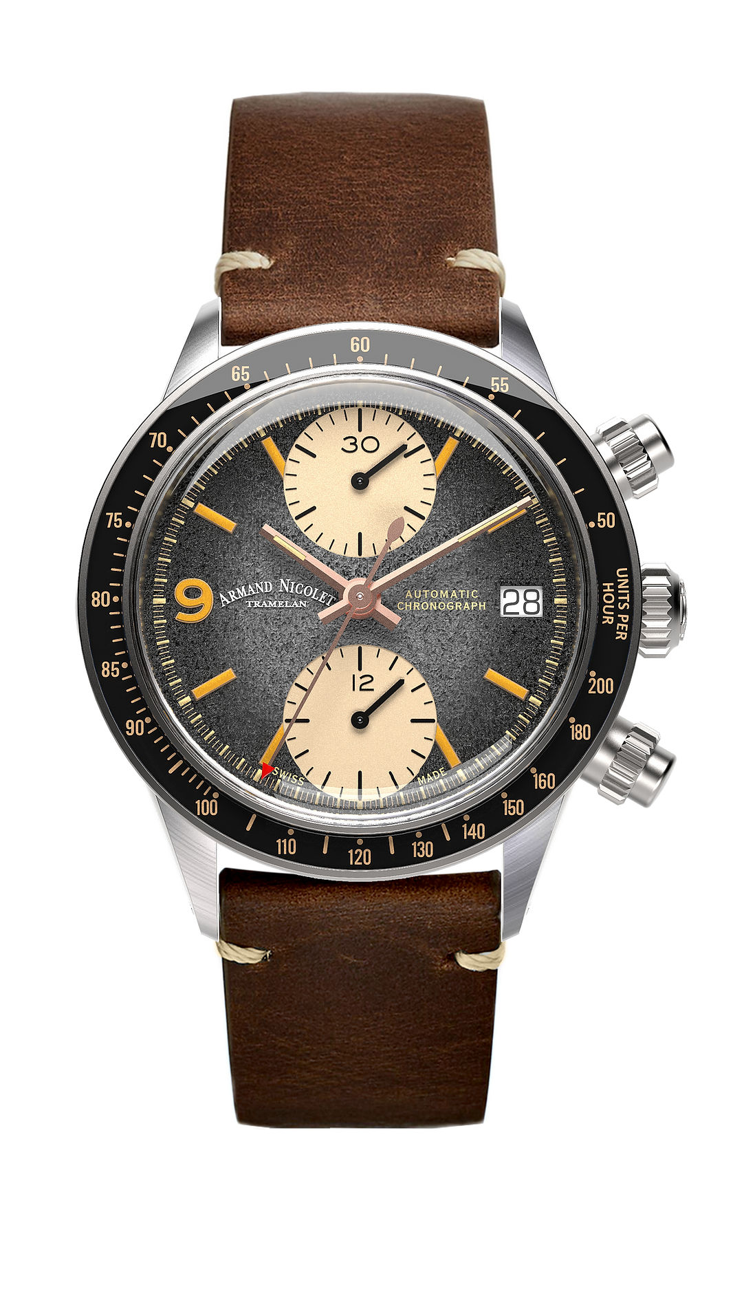 Armand Nicolet Men's Watch VS1 Chronograph 38mm Black A510ANAA-NS-BP19500MAC