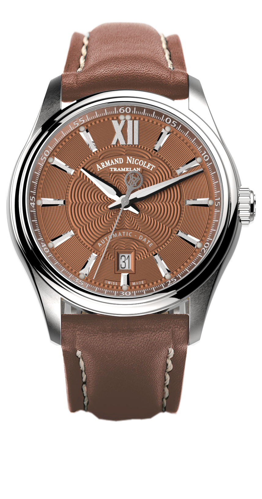 Armand Nicolet Men's Watch M02 Date 41mm Brown Copper A740A-RN-P140MR2