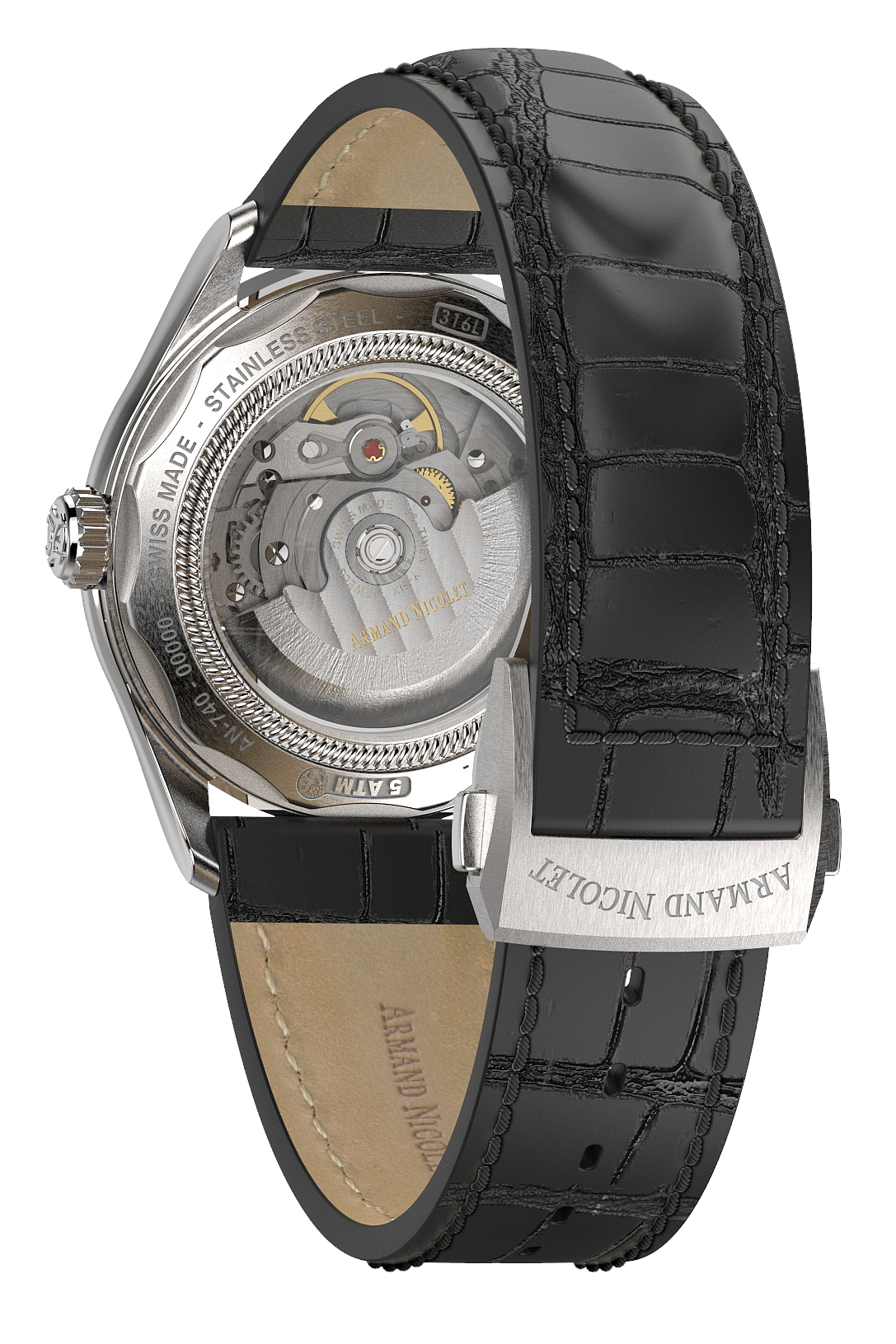Armand Nicolet Men's Watch M02 Date 41mm Black Silver A740A-AG-BP22740NAN