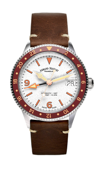 Thumbnail for Armand Nicolet Men's Watch VS1 GMT 38mm Silver Brown A506AXAA-AS-BP19500MAC