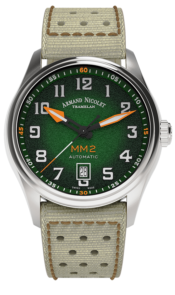 Armand Nicolet Men's Watch MM2 Date 41mm Green A740P-NV-P0640KM8