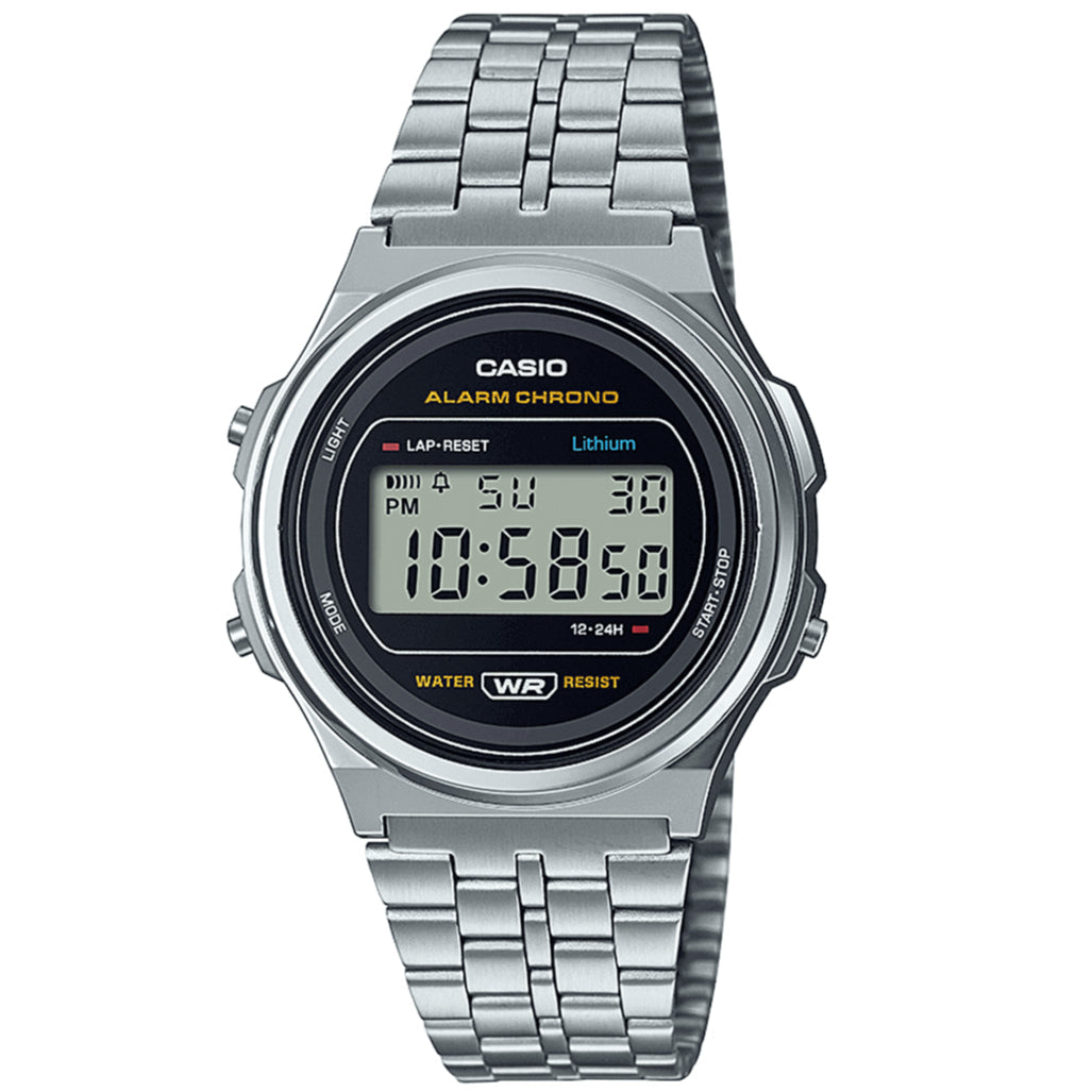 Digital Watch - Casio Vintage Unisex Silver Watch A171WE-1AEF