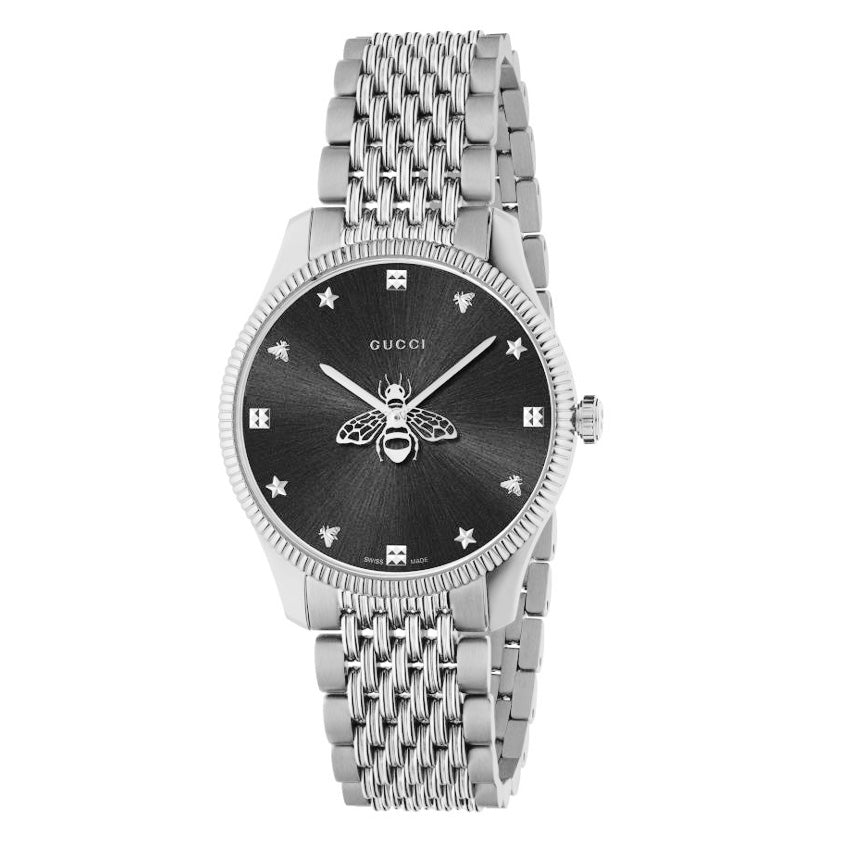 Gucci Watch G-Timeless Ladies 36mm Slim Bee Silver YA1264154