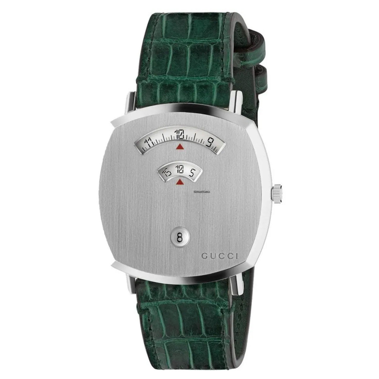 Gucci Unisex Watch 38mm Grip Silver Green Alligator YA157414