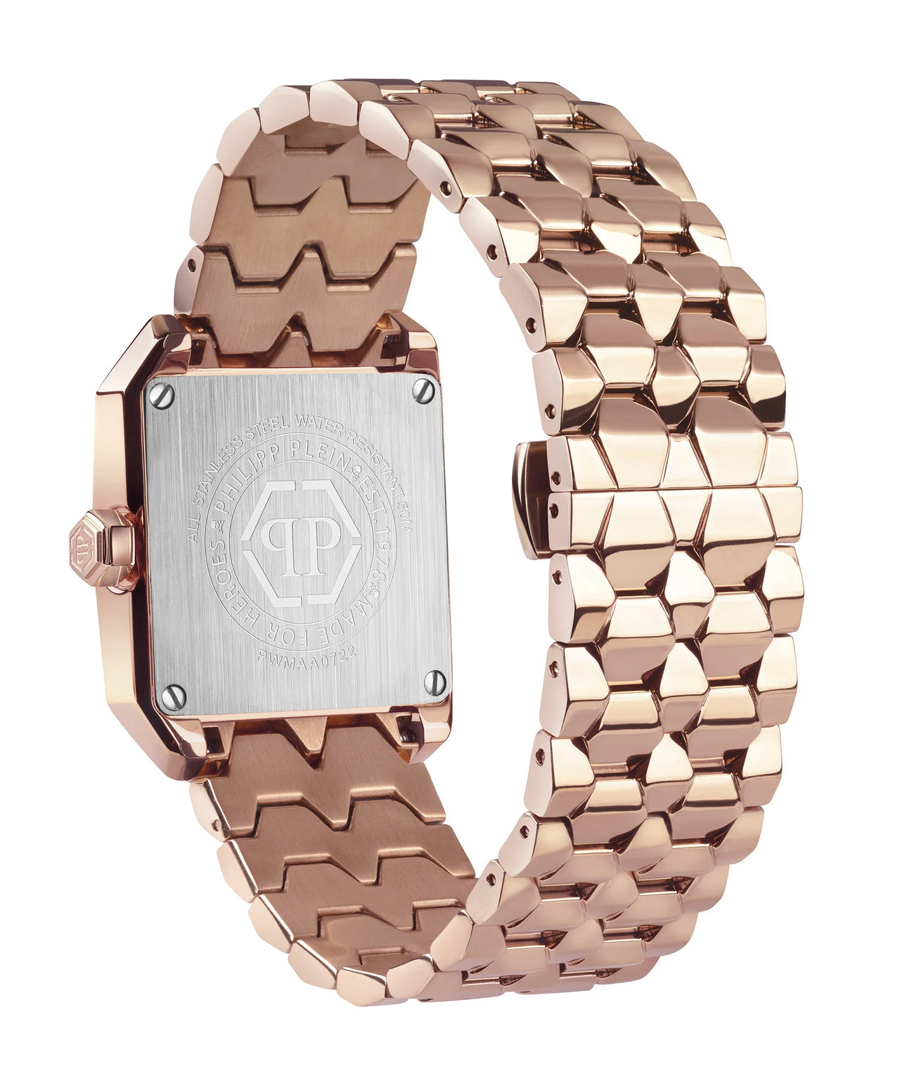 Philipp Plein Ladies Watch Offshore Square Lilac Rose Gold PWMAA0722