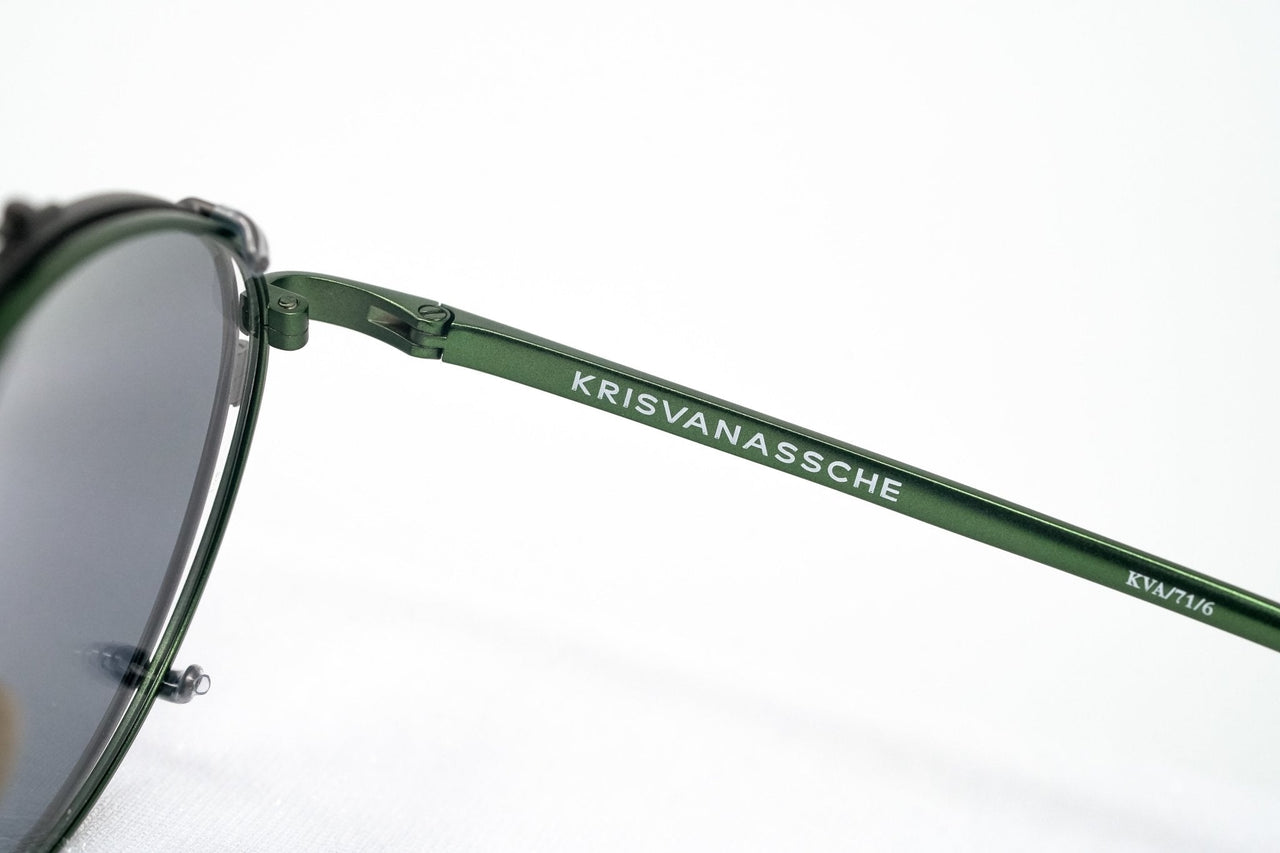 Kris Van Assche Sunglasses Oval Green and Gunmetal Grey - Watches & Crystals