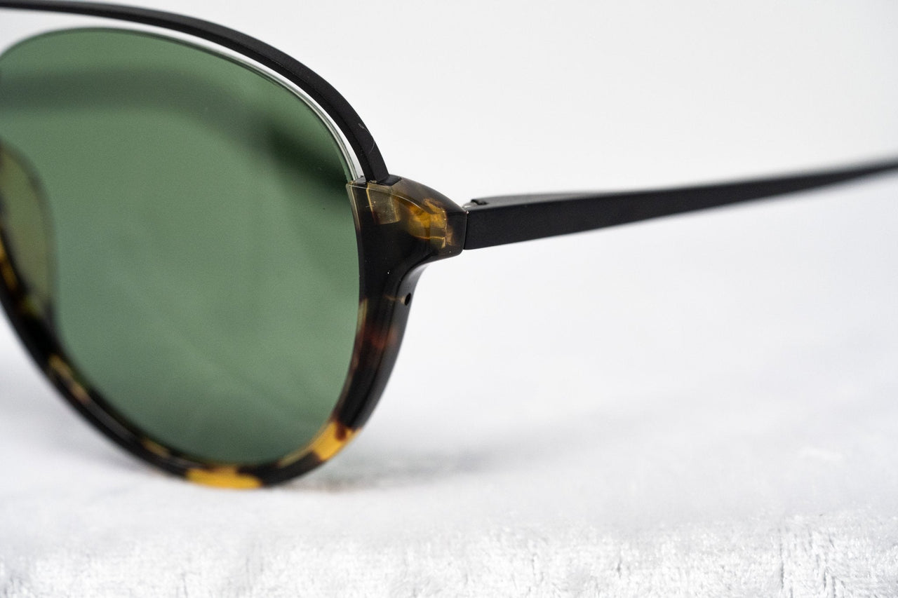 Kris Van Assche Sunglasses Unisex with Titanium Tortoise Shell Black and Green Lenses Category 2 - KVA84C2SUN - Watches & Crystals