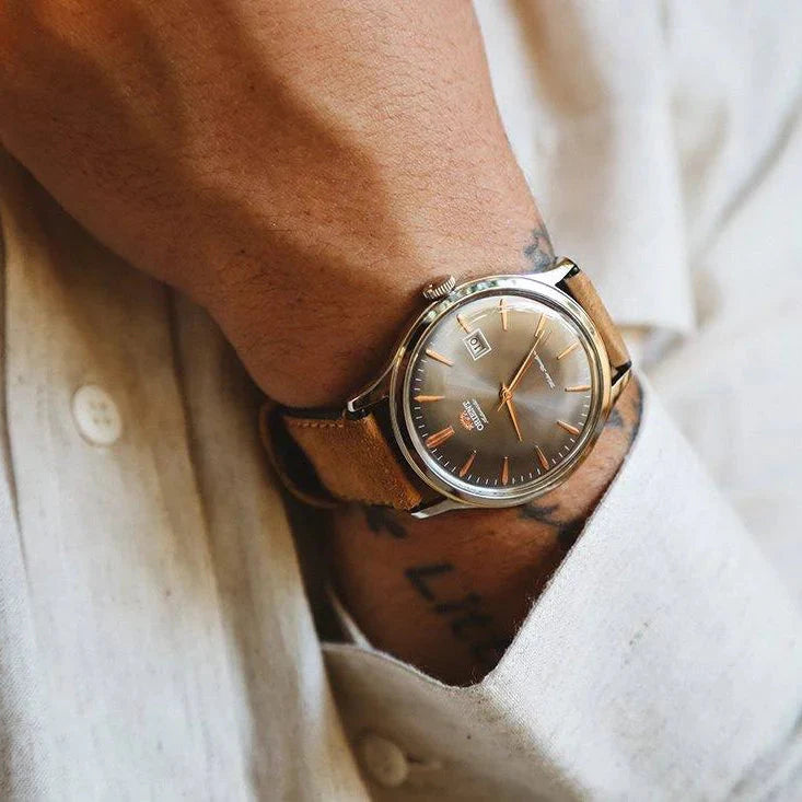 Orient Bambino Version 4 Men s Brown Watch FAC08003A0 from Watches and Crystals Watches Crystals