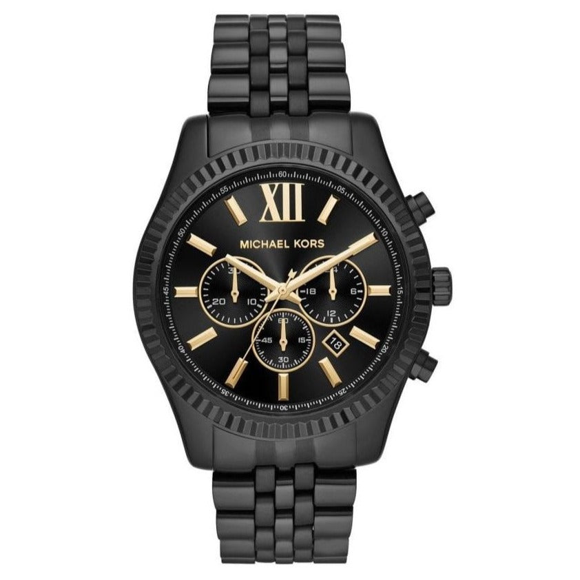 Michael Kors Men's Watch Lexington Chronograph 45mm Black/Gold MK8603