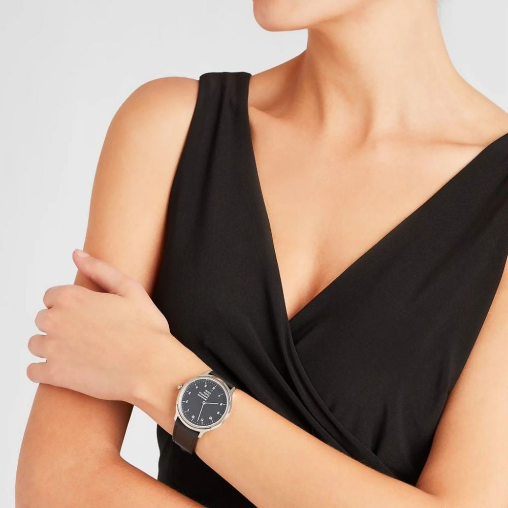 Mondaine Watch Helvetica No1 Regular Silver Black MH1.R2220.LB
