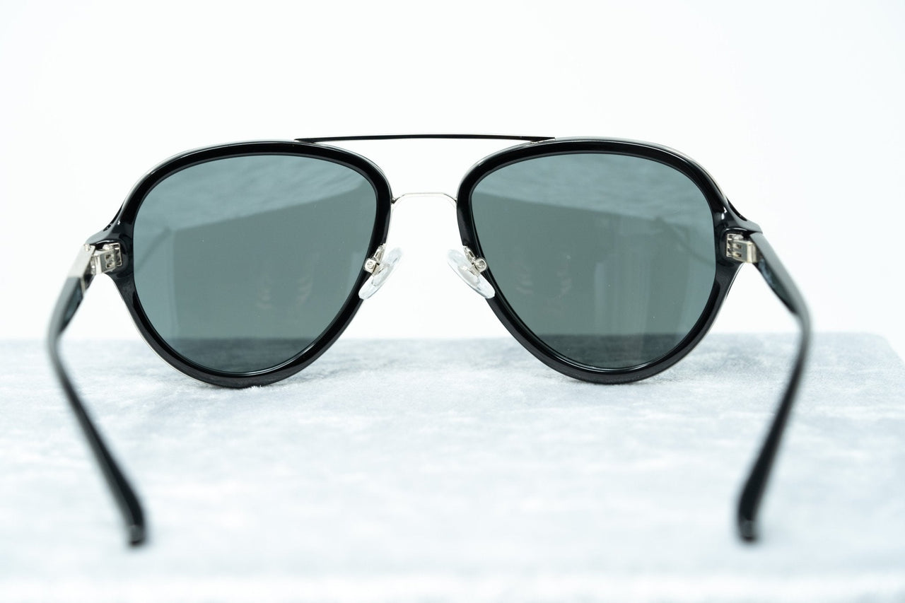 Phillip Lim Sunglasses Black Shiny Silver and Blue Mirror Lenses Category 3 - PL16C23SUN - Watches & Crystals