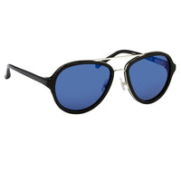 Thumbnail for Phillip Lim Sunglasses Black Shiny Silver and Blue Mirror Lenses Category 3 - PL16C23SUN - Watches & Crystals