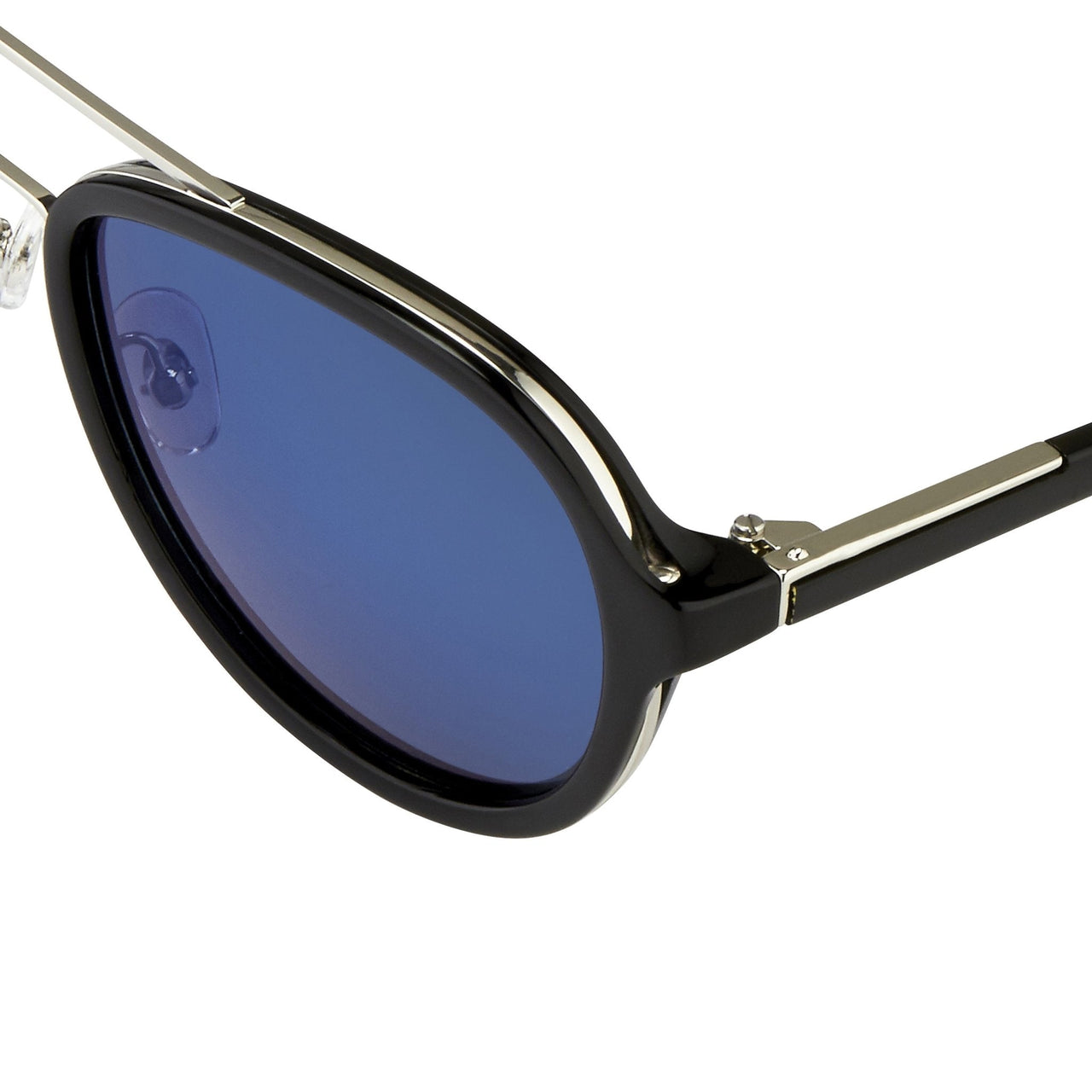 Phillip Lim Sunglasses Black Shiny Silver and Blue Mirror Lenses Category 3 - PL16C23SUN - Watches & Crystals