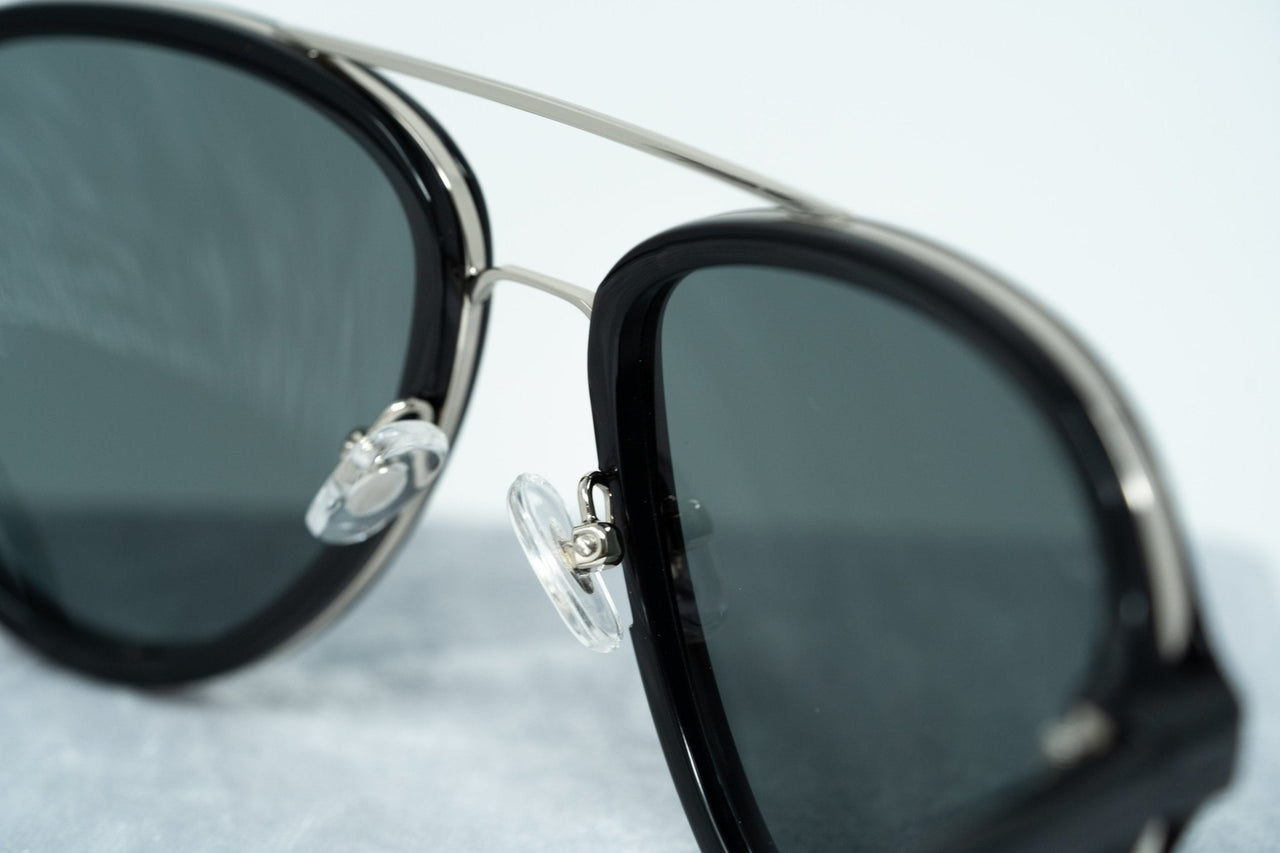 Phillip Lim Sunglasses Black Shiny Silver and Blue Mirror Lenses Category 3 - PL16C23SUN - Watches & Crystals