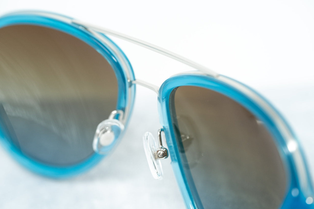 Phillip Lim Sunglasses Turquoise Brushed Silver and Brown Lenses Category 3 - PL16C27SUN - Watches & Crystals