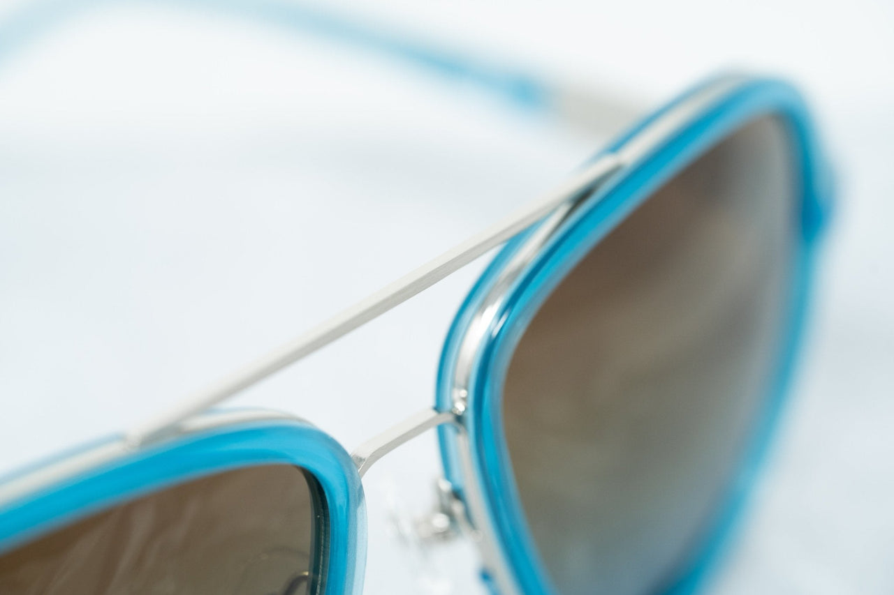 Phillip Lim Sunglasses Turquoise Brushed Silver and Brown Lenses Category 3 - PL16C27SUN - Watches & Crystals