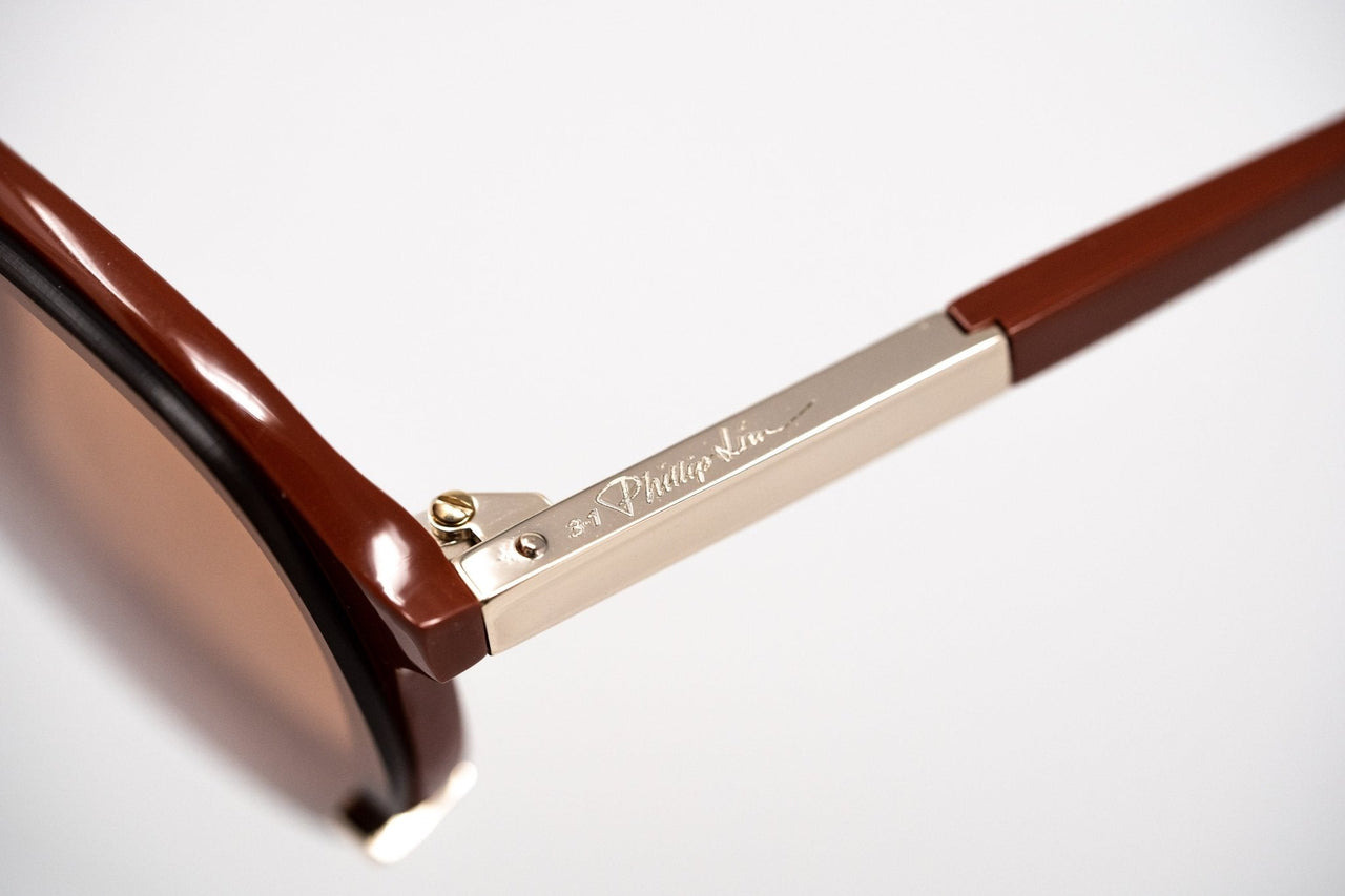 Phillip Lim Sunglasses Unisex Rust and Light Gold Aviator with Rust Mirror Lenses Category 3 - PL162C13SUN - Watches & Crystals