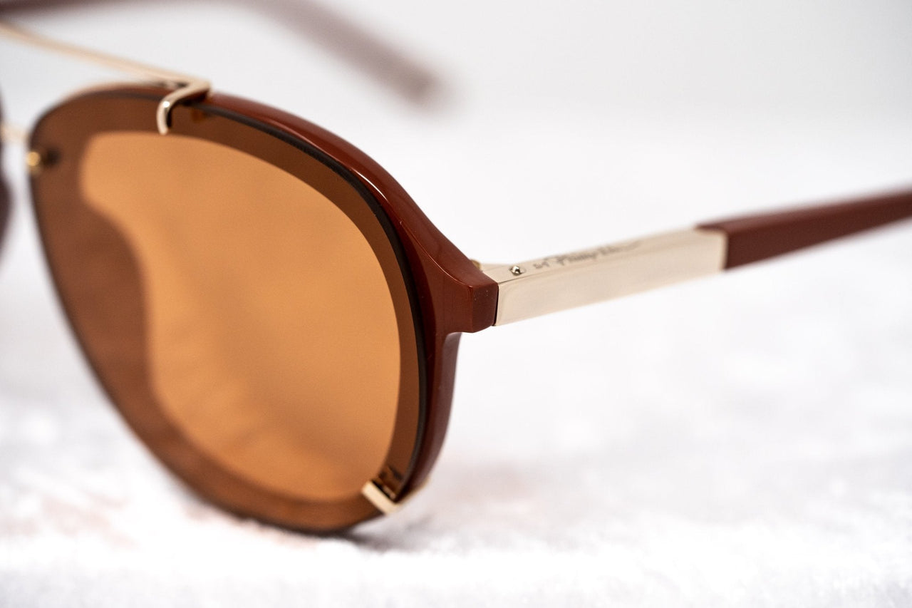 Phillip Lim Sunglasses Unisex Rust and Light Gold Aviator with Rust Mirror Lenses Category 3 - PL162C13SUN - Watches & Crystals