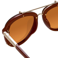 Thumbnail for Phillip Lim Sunglasses Unisex Rust and Light Gold Aviator with Rust Mirror Lenses Category 3 - PL162C13SUN - Watches & Crystals
