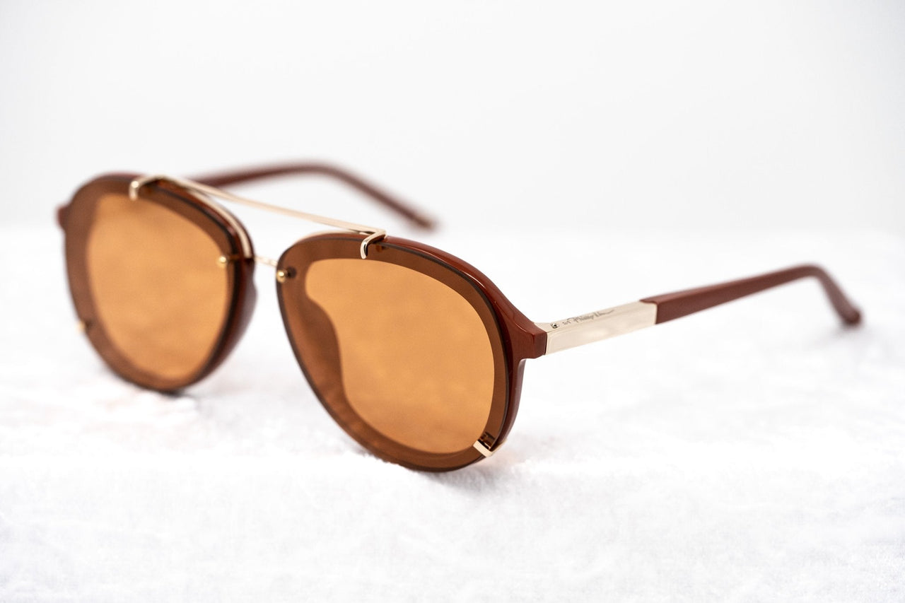 Phillip Lim Sunglasses Unisex Rust and Light Gold Aviator with Rust Mirror Lenses Category 3 - PL162C13SUN - Watches & Crystals