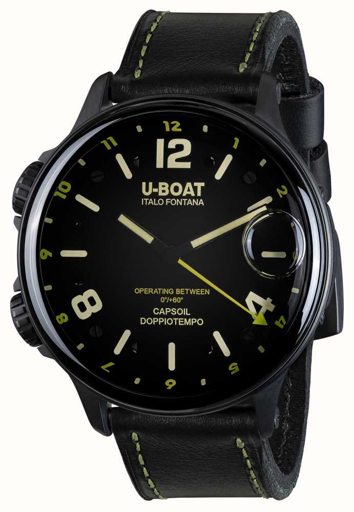 U-Boat Men's Watch Capsoil Doppiotempo 55mm Black Rehaut 9675