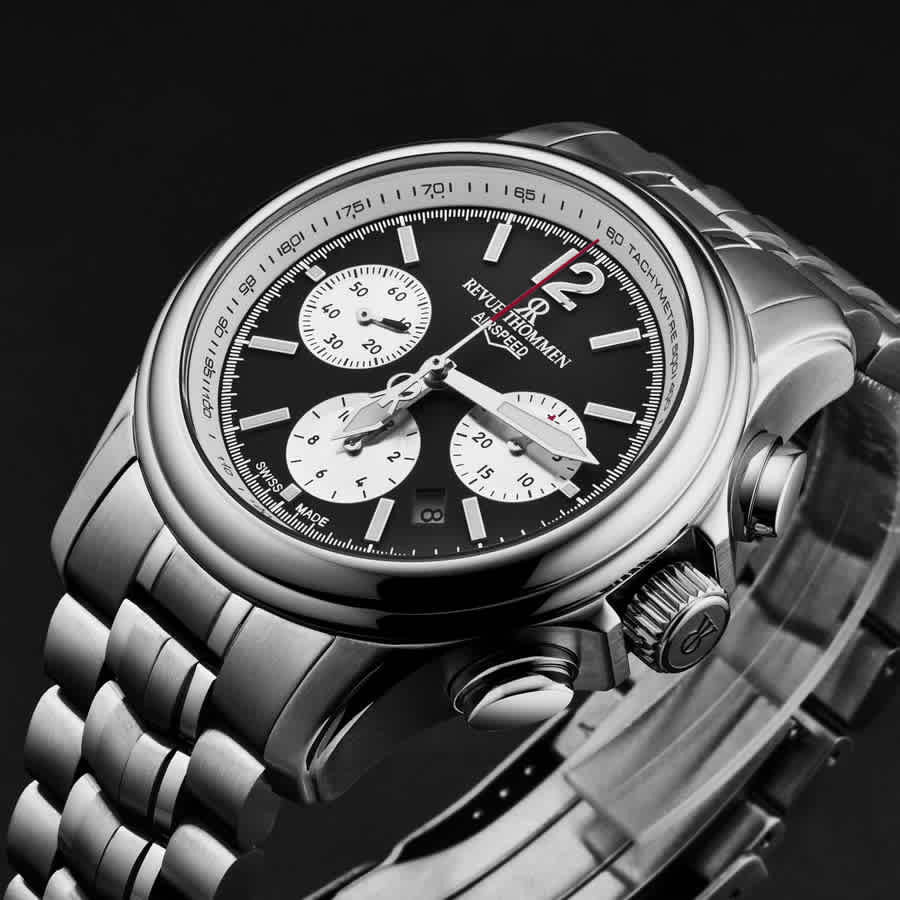 Revue Thommen Men's Airspeed XL 46mm Chronograph Automatic Black Dial Watch 16041.6437