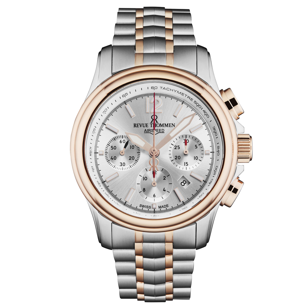 Revue Thommen Men's Airspeed XL 44mm Chronograph Automatic Two-Tone Silver Watch 16041.6452