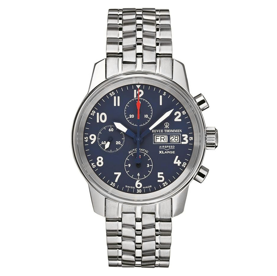 Revue Thommen Airspeed XL Men's 41mm Blue Chronograph Automatic Watch 16051.6135