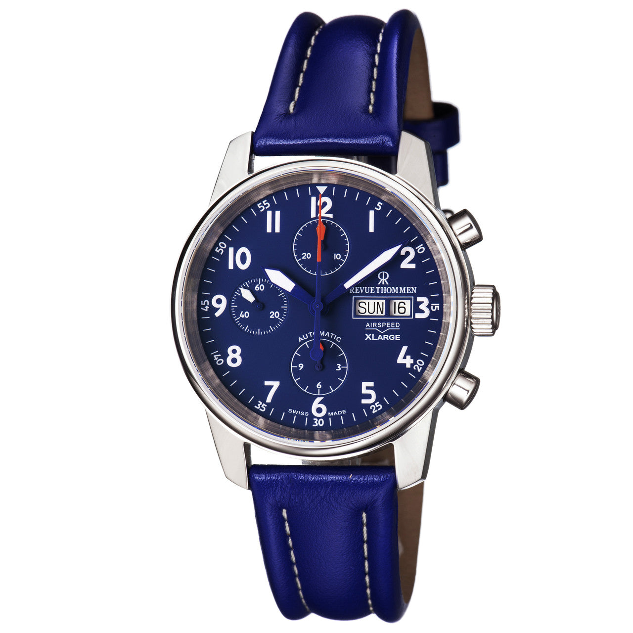 Revue Thommen Airspeed Men's 42mm Blue Chronograph Automatic Watch 16051.6535