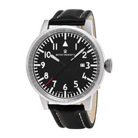 Thumbnail for Revue Thommen Men's Airspeed XL 47mm Black Leather Automatic Watch 16053.2537