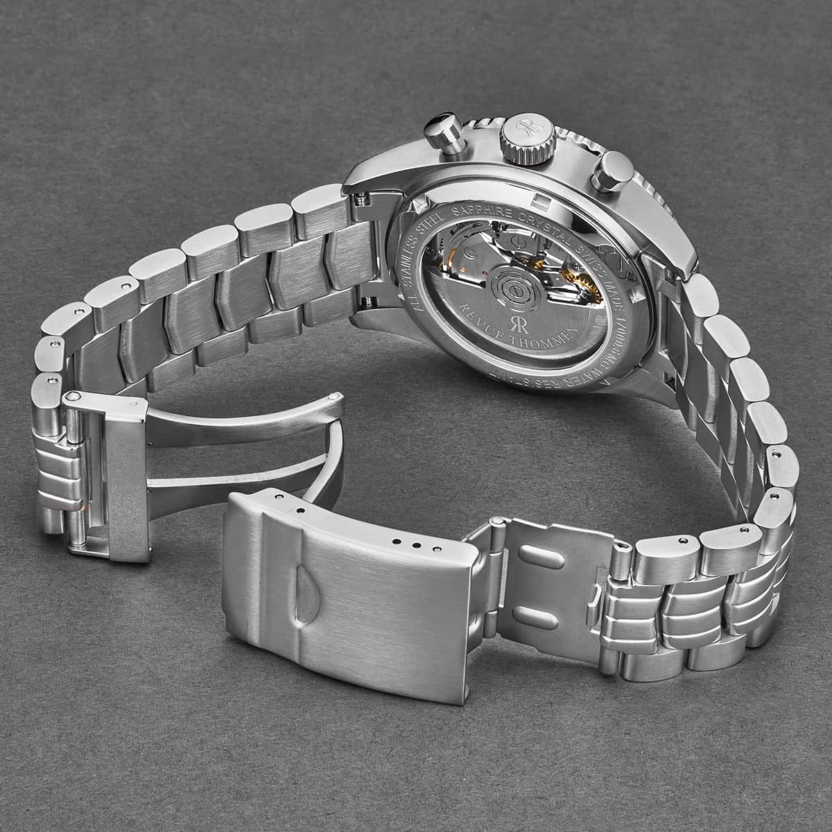 Revue Thommen Aviator Men's 42mm Black Stainless Steel Chronograph Automatic Watch 17000.6137