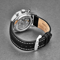 Thumbnail for Revue Thommen Aviator Men's 42mm Silver Leather Chronograph Automatic Watch 17000.6532