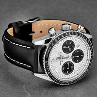 Thumbnail for Revue Thommen Aviator Men's 42mm Silver Leather Chronograph Automatic Watch 17000.6532