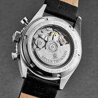 Thumbnail for Revue Thommen Aviator Men's 42mm Silver Leather Chronograph Automatic Watch 17000.6532