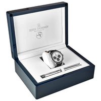 Thumbnail for Revue Thommen Aviator Men's 42mm Silver Leather Chronograph Automatic Watch 17000.6532