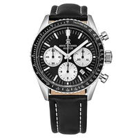 Thumbnail for Revue Thommen Aviator Men's 42mm Black Leather Chronograph Automatic Watch 17000.6534