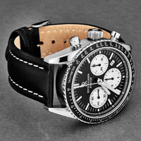 Thumbnail for Revue Thommen Aviator Men's 42mm Black Leather Chronograph Automatic Watch 17000.6534