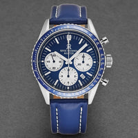 Thumbnail for Revue Thommen Aviator Men's 42mm Blue Leather Chronograph Automatic Watch 17000.6535