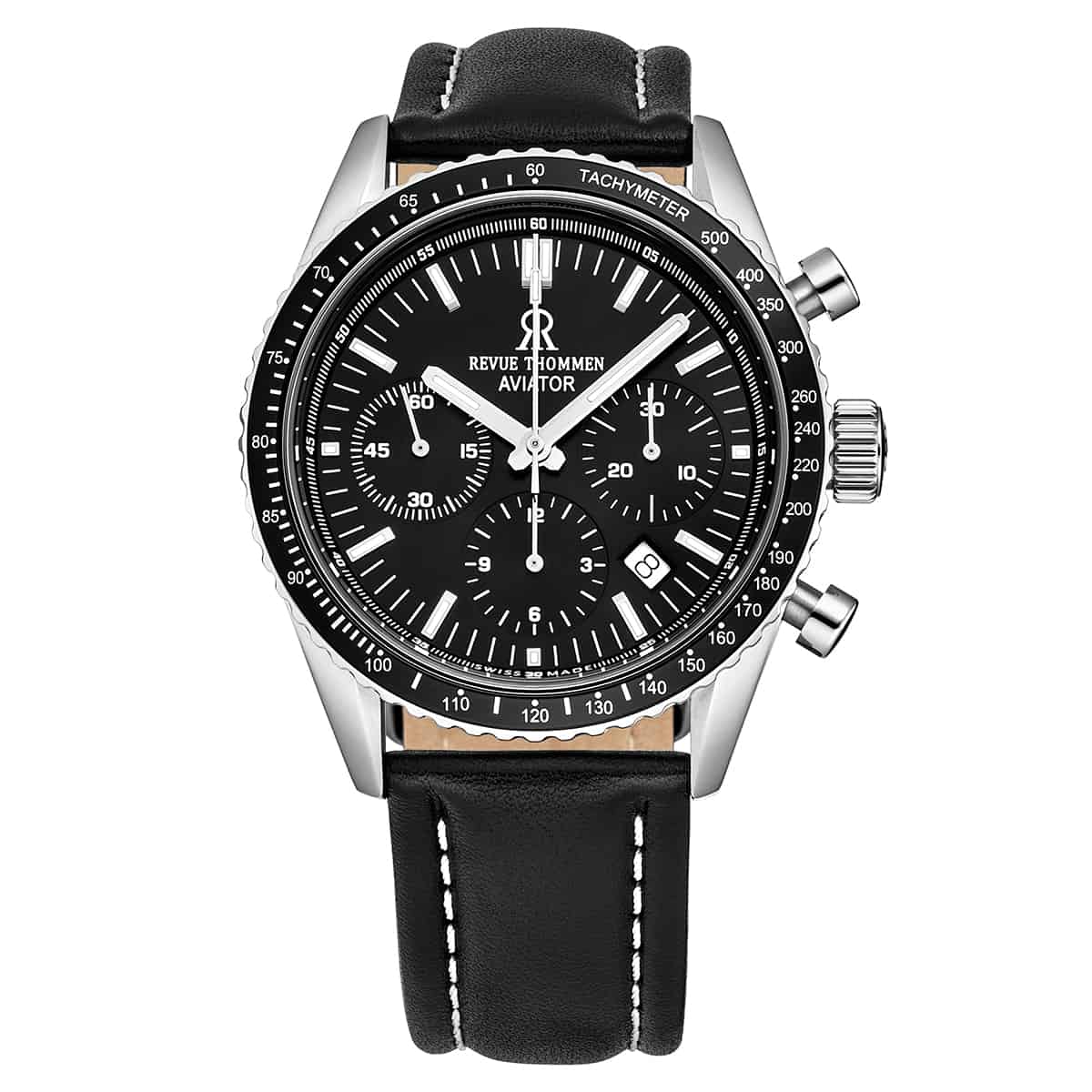 Revue Thommen Aviator Men's 42mm Black Chronograph Automatic Watch 17000.6537