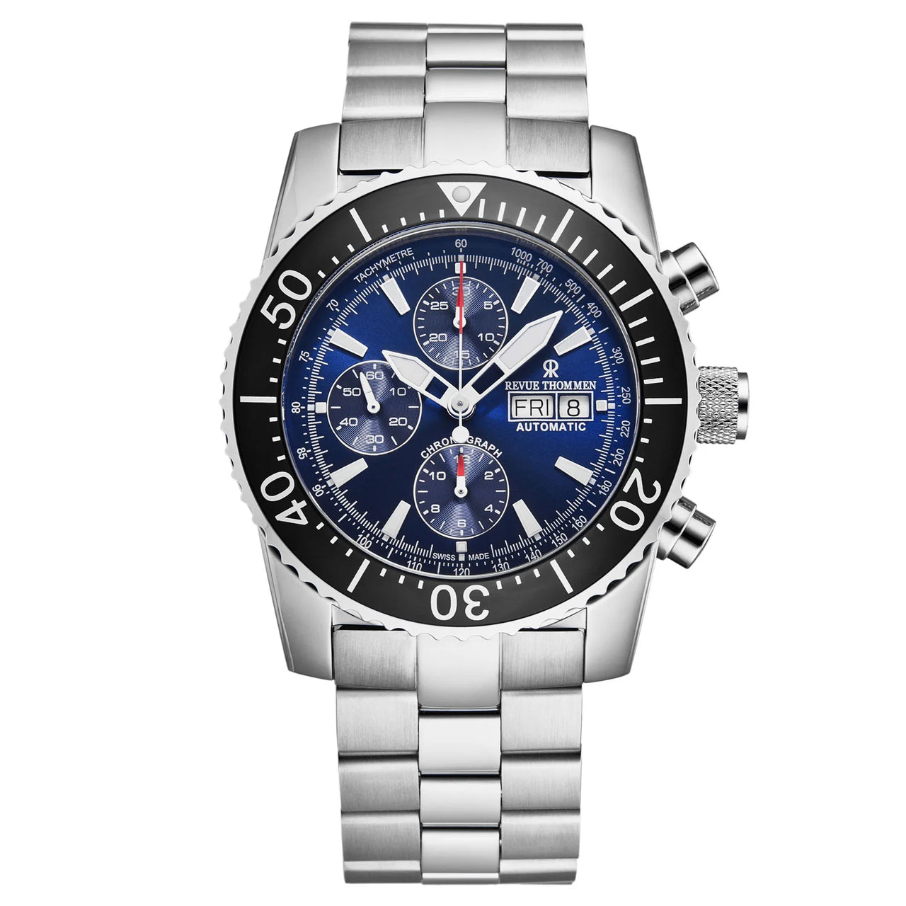 Revue Thommen Diver Men's 45mm Blue Stainless Steel Automatic Chronograph Watch 17030.6123