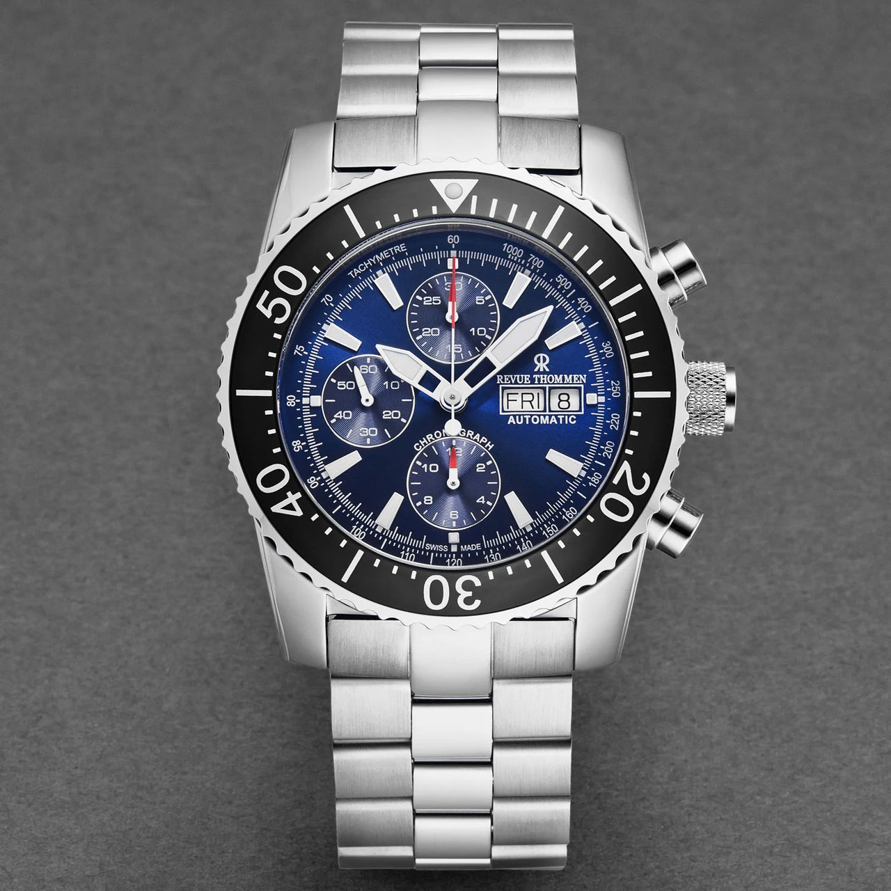 Revue Thommen Diver Men's 45mm Blue Stainless Steel Automatic Chronograph Watch 17030.6123