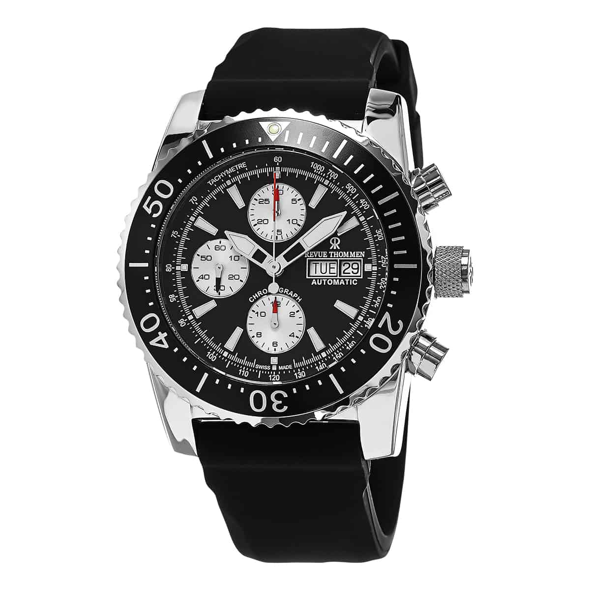 Revue Thommen Air Speed Men's 45mm Black Automatic Chronograph Watch 17030.6537