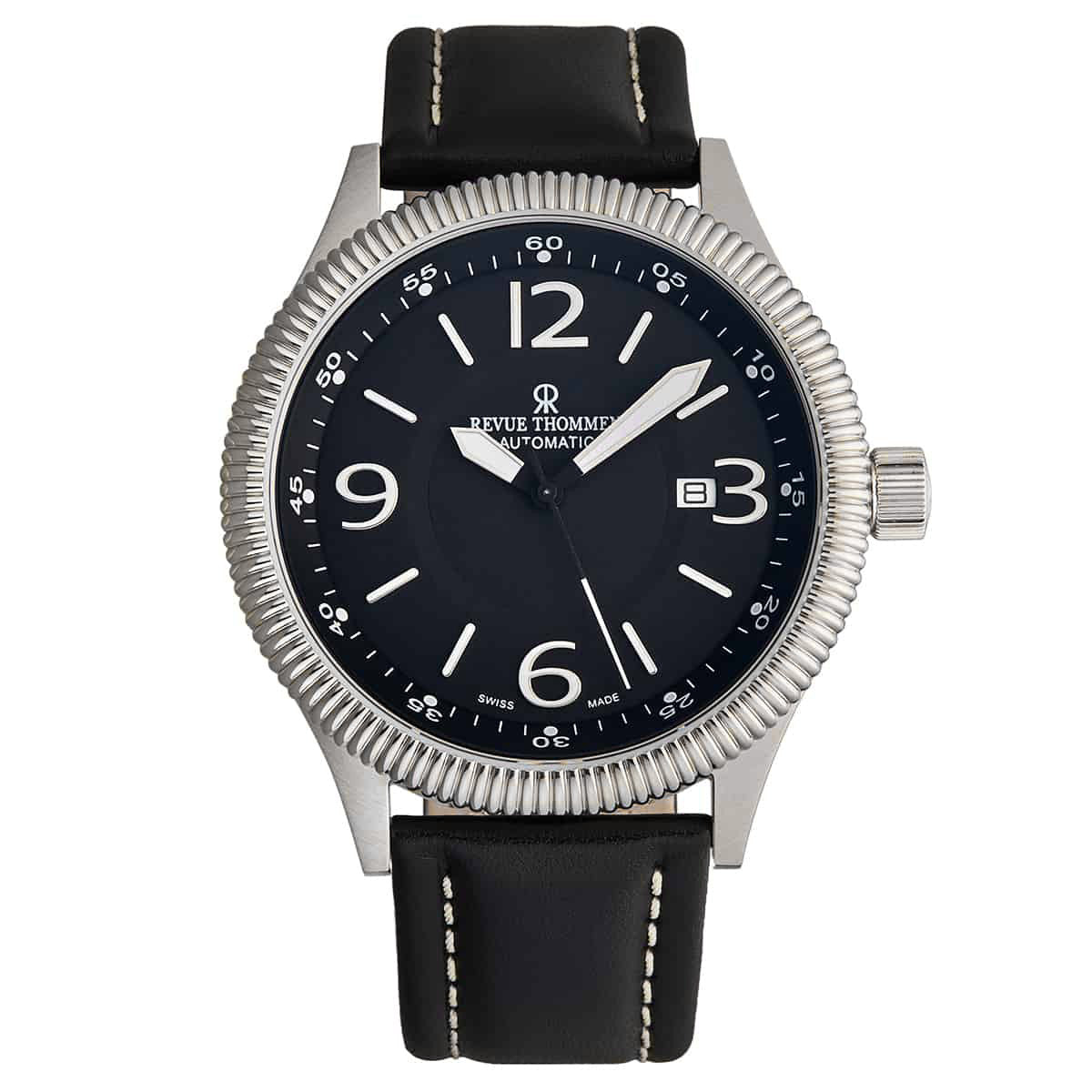 Revue Thommen Pilot Men's 44mm Stainless Steel Black Automatic Watch 17060.2527