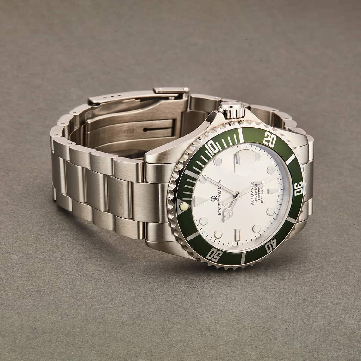 Revue Thommen Diver Men's 42mm Stainless Steel Silver Green Automatic Watch 17571.2124
