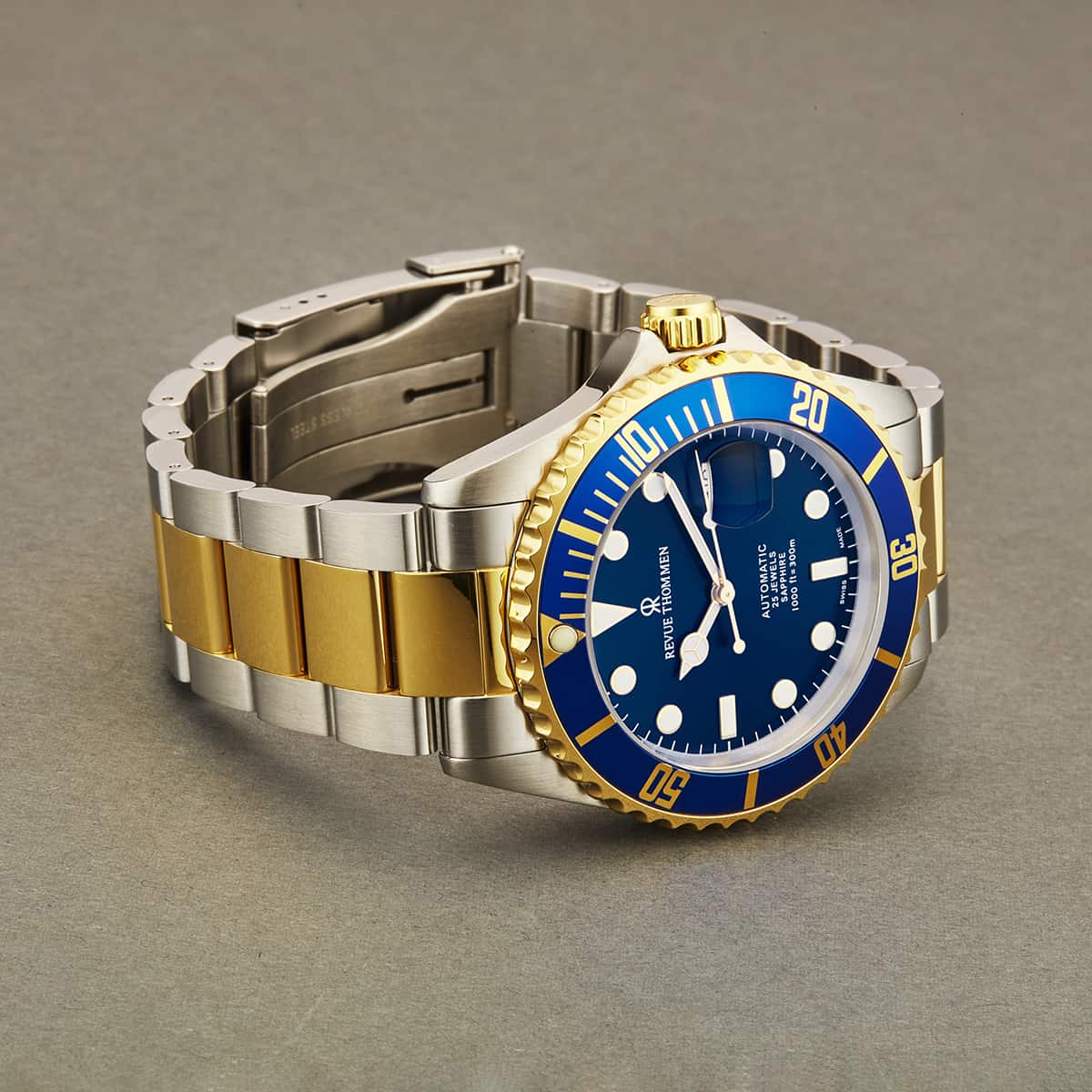 Revue Thommen Diver Men's 42mm Blue Dial Two-Tone Stainless Steel Automatic Watch 17571.2145