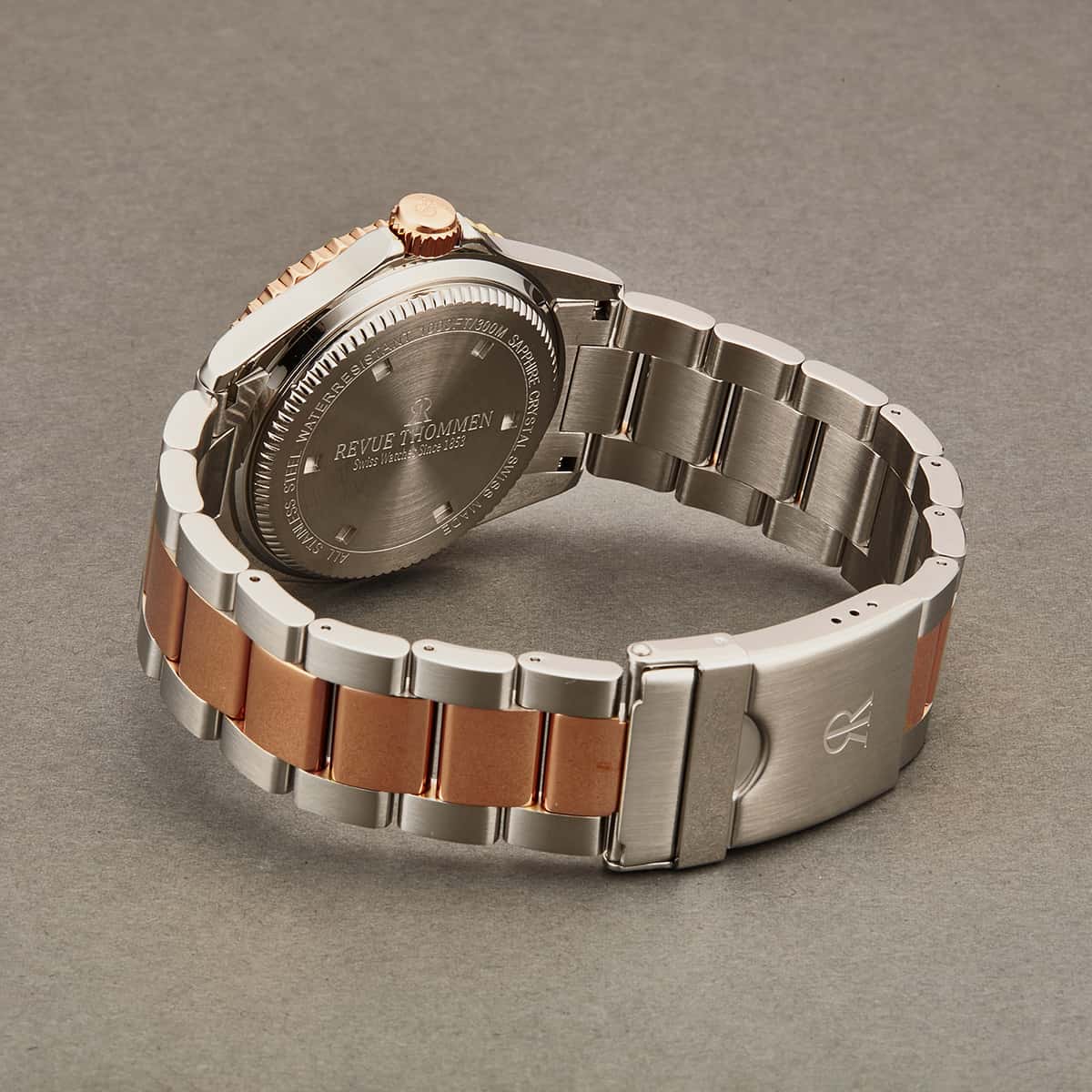 Revue Thommen Diver Men's 42mm Two-Tone Rose Gold Blue Automatic Watch 17571.2155