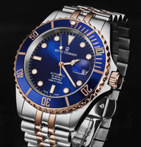 Thumbnail for Revue Thommen Men's Diver 42mm Blue Rose Gold Two-Tone Automatic Watch 17571.2255