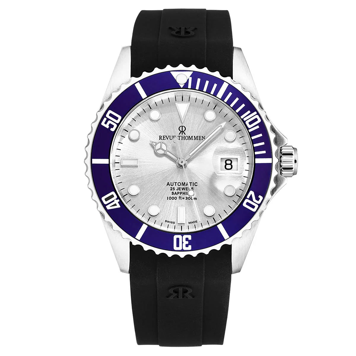 Revue Thommen Diver Men's 42mm Silver Blue Automatic Watch 17571.2825