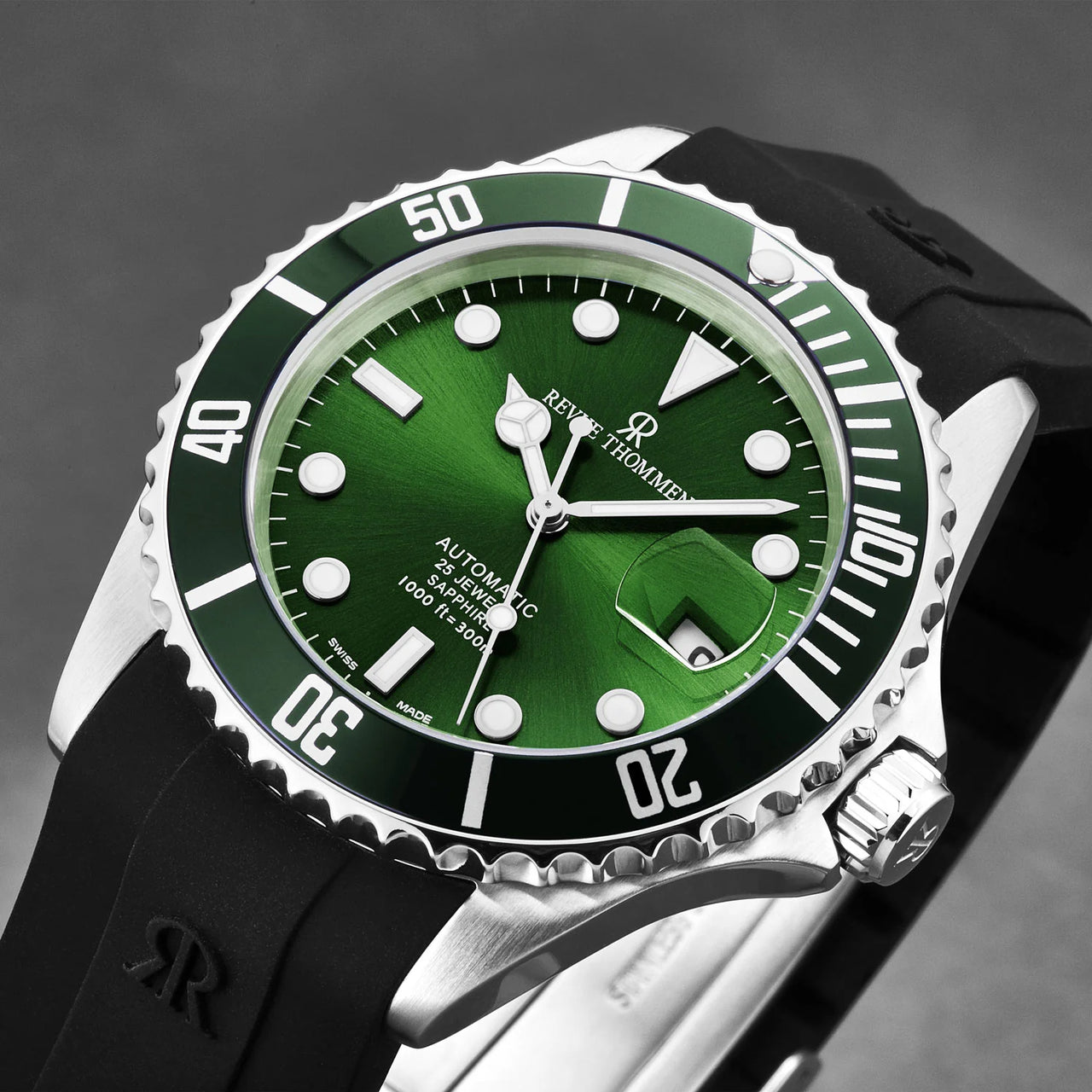Revue Thommen Diver Men's 42mm Green Swiss Automatic Watch 17571.2829